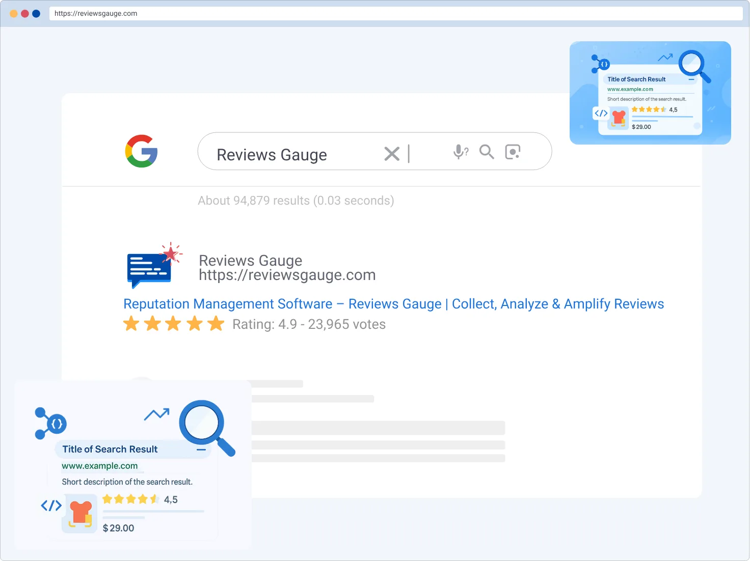 Local search visibility supported by reviews